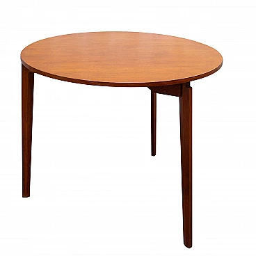 Tavolo rotondo a tre gambe in noce nello stile di Gio Ponti, anni '50