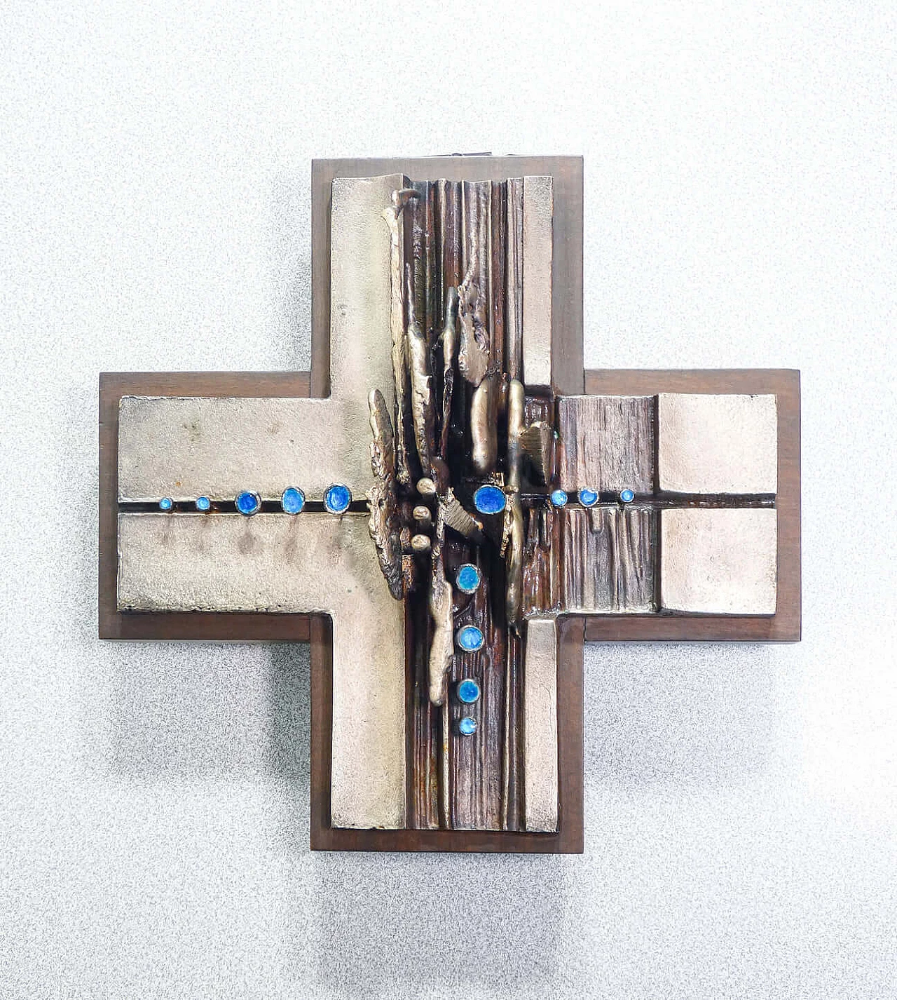 Metal and enamel crucifix by Del Campo, 1960s 1
