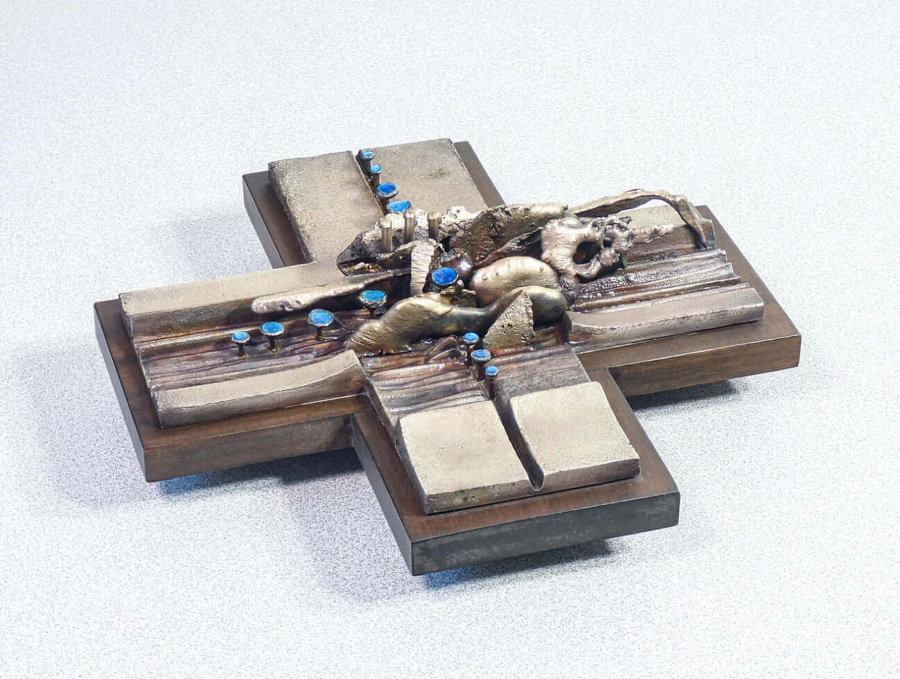 Metal and enamel crucifix by Del Campo, 1960s 3