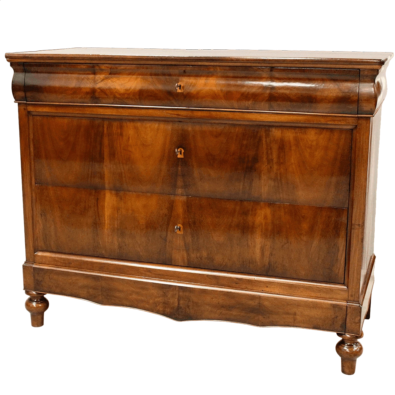 Cassettone Cappuccino Luigi Filippo in noce massello, metà '800 13