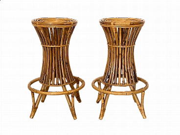 Pair of bamboo stools, 1970s