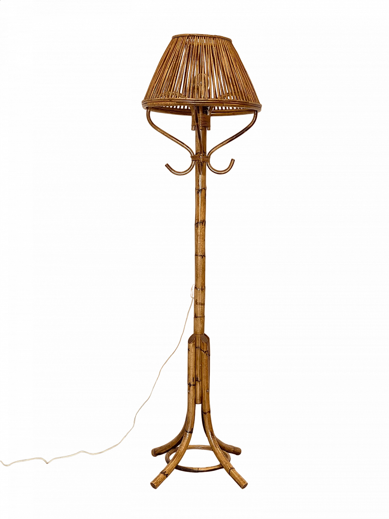 Cane and bamboo floor lamp, 1970s 12