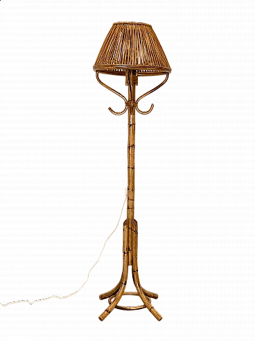 Cane and bamboo floor lamp, 1970s