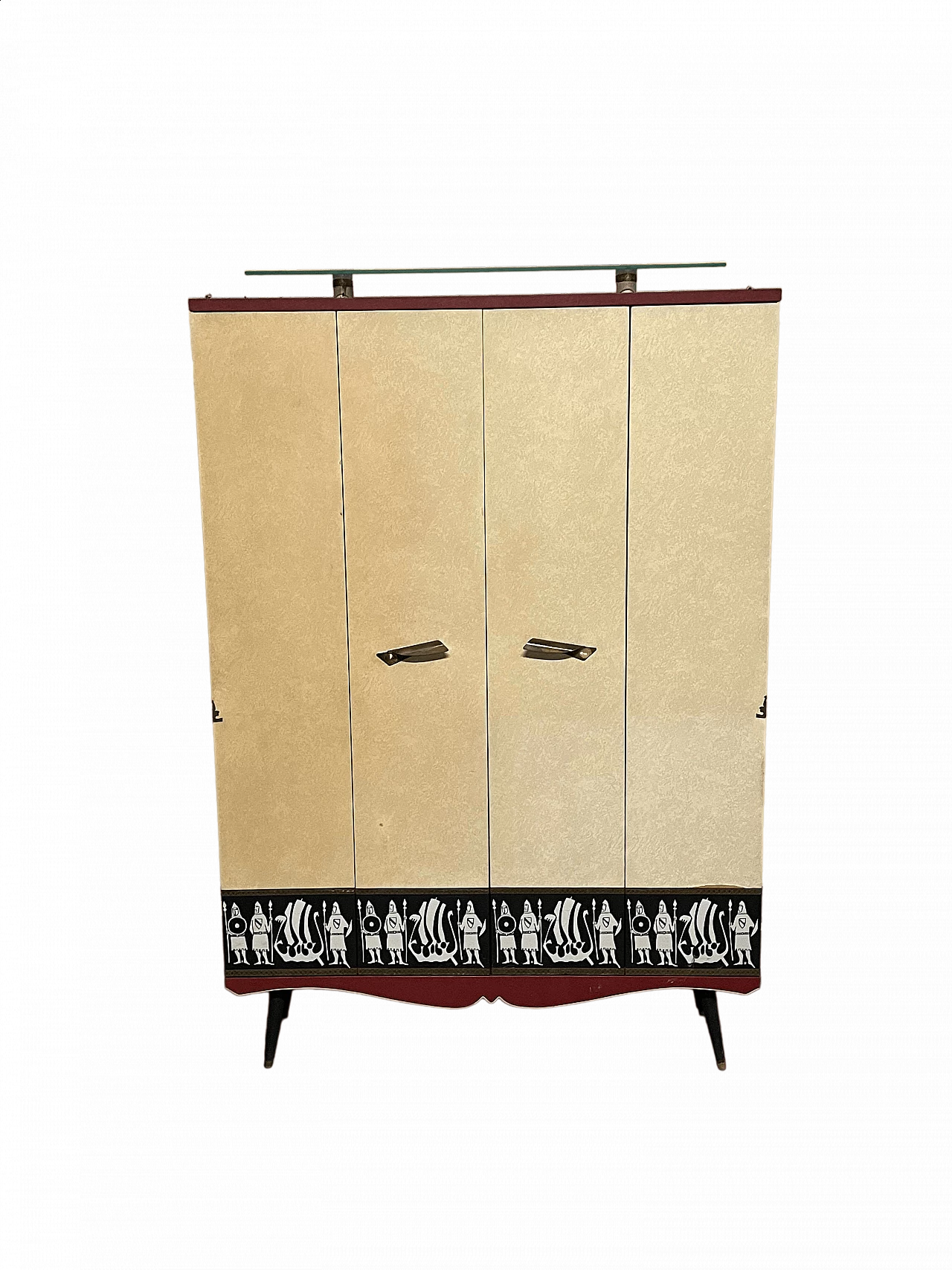 Guardaroba da ingresso in legno rivestito in skai, anni '50 17