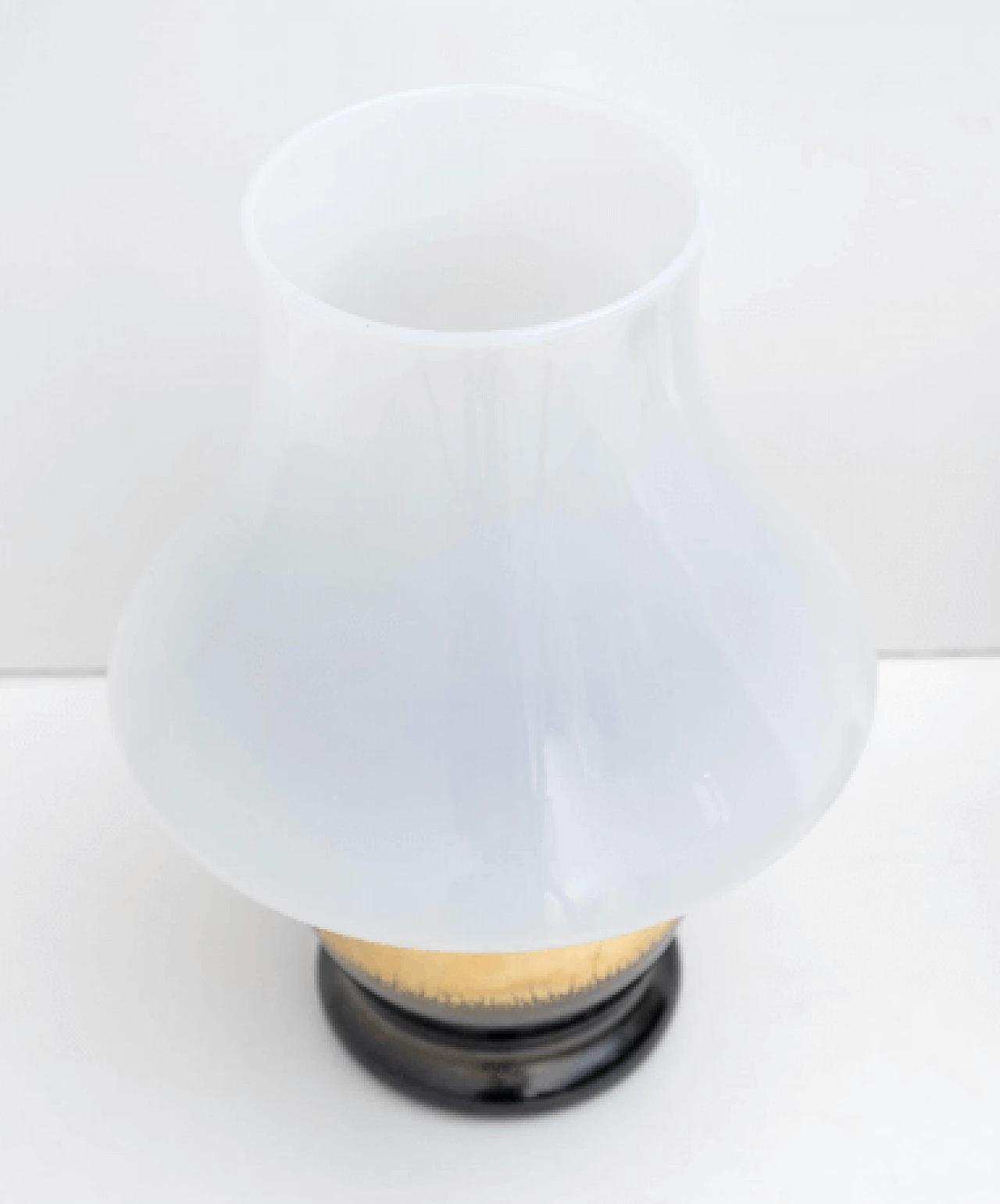 Coppia di lampade da tavolo in vetro di Murano con fascia dorata, anni '70 5