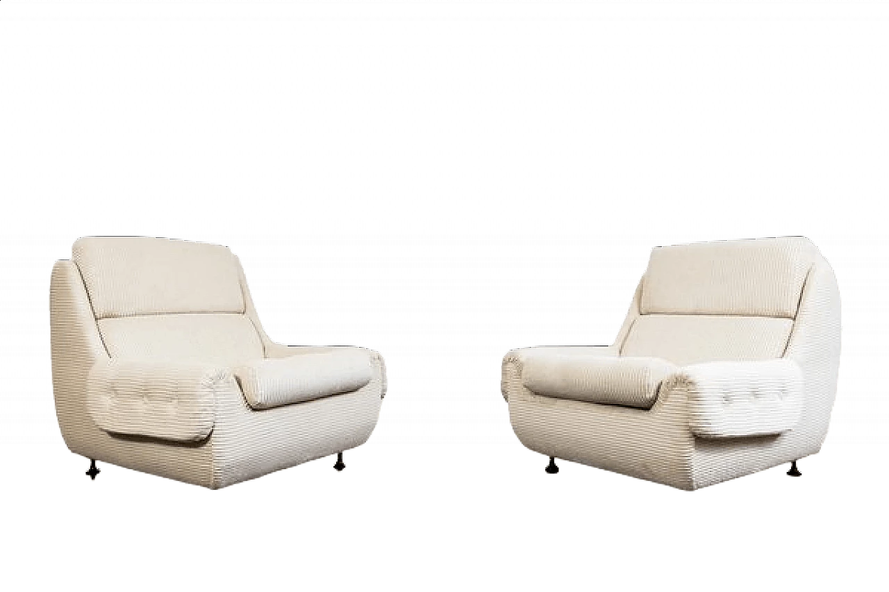 Pair of beige fabric armchairs by Jitona, 1970s 19