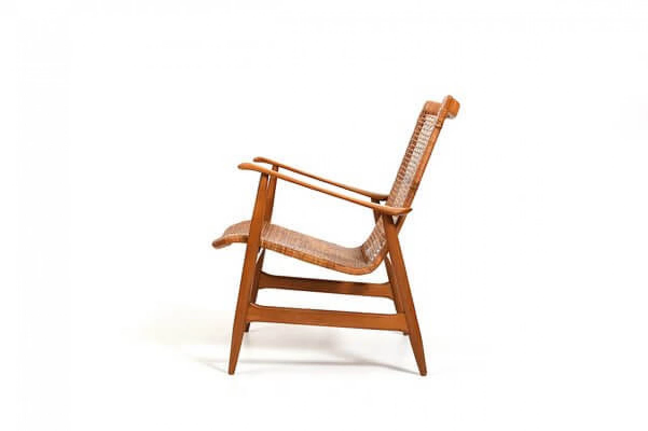 Cane and beech armchair attributed to Ib Kofod-Larsen, 1950s 3
