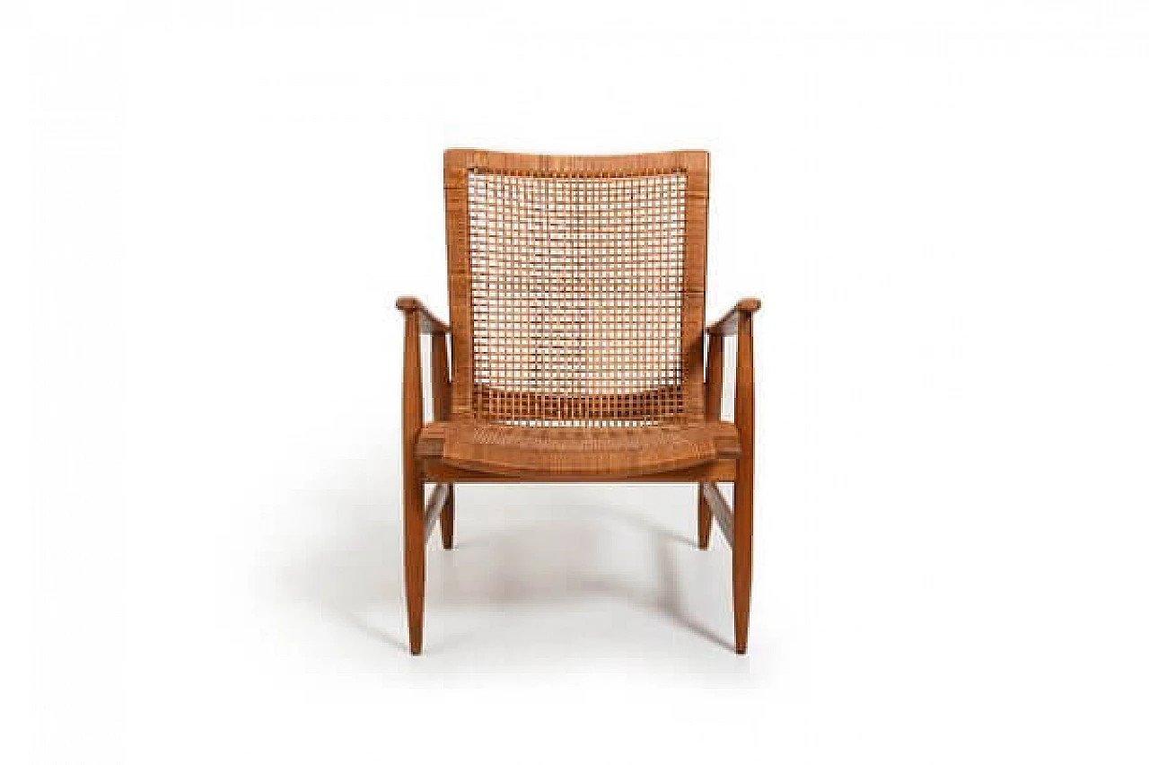 Cane and beech armchair attributed to Ib Kofod-Larsen, 1950s 4