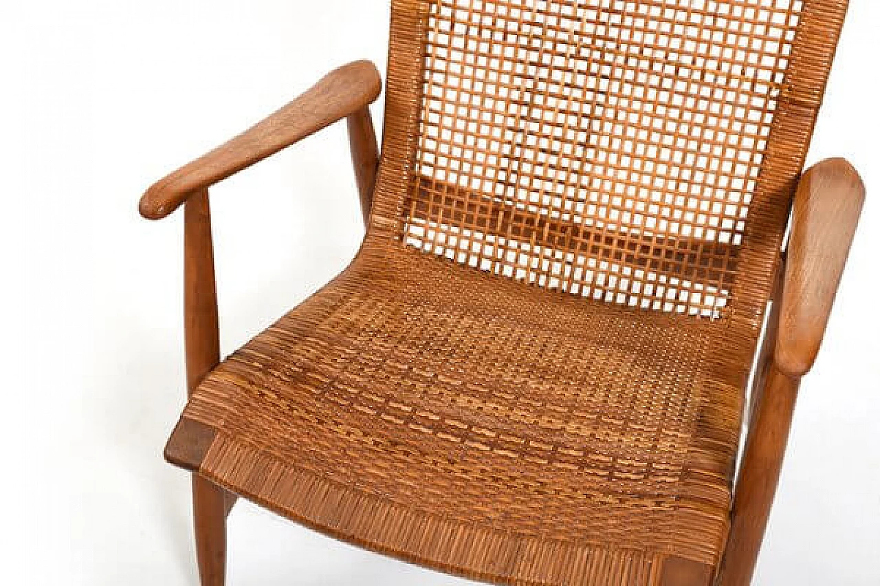 Cane and beech armchair attributed to Ib Kofod-Larsen, 1950s 6