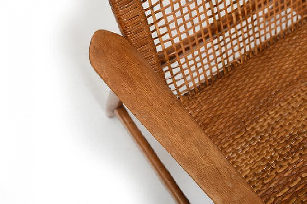 Cane and beech armchair attributed to Ib Kofod-Larsen, 1950s 11