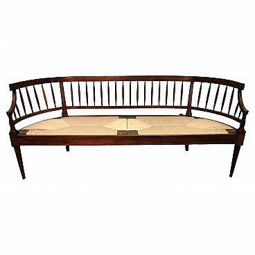 Solid walnut sofa with river straw seat, early 20th century