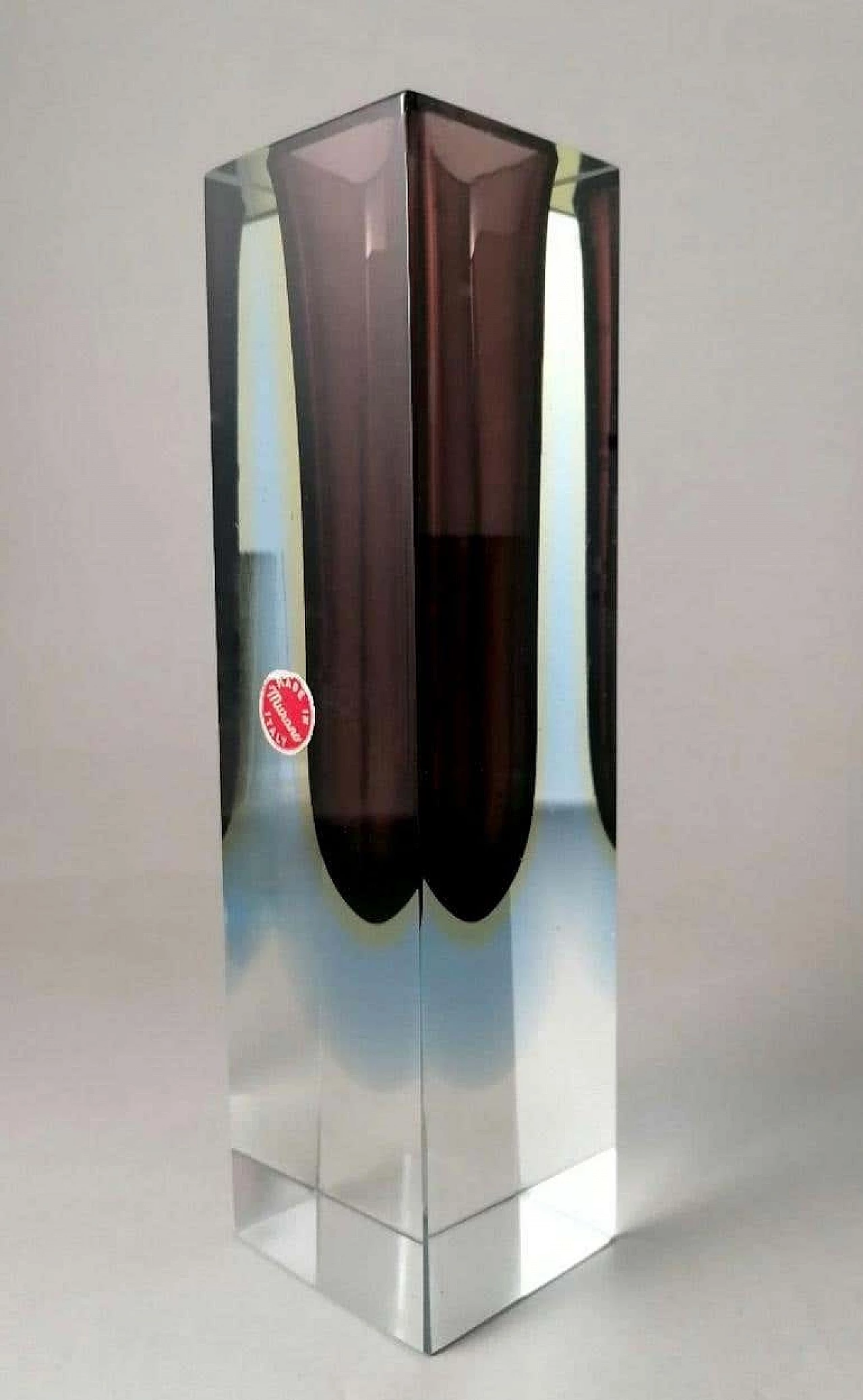 Pair of coloured submerged Murano glass vases, 1960s 4