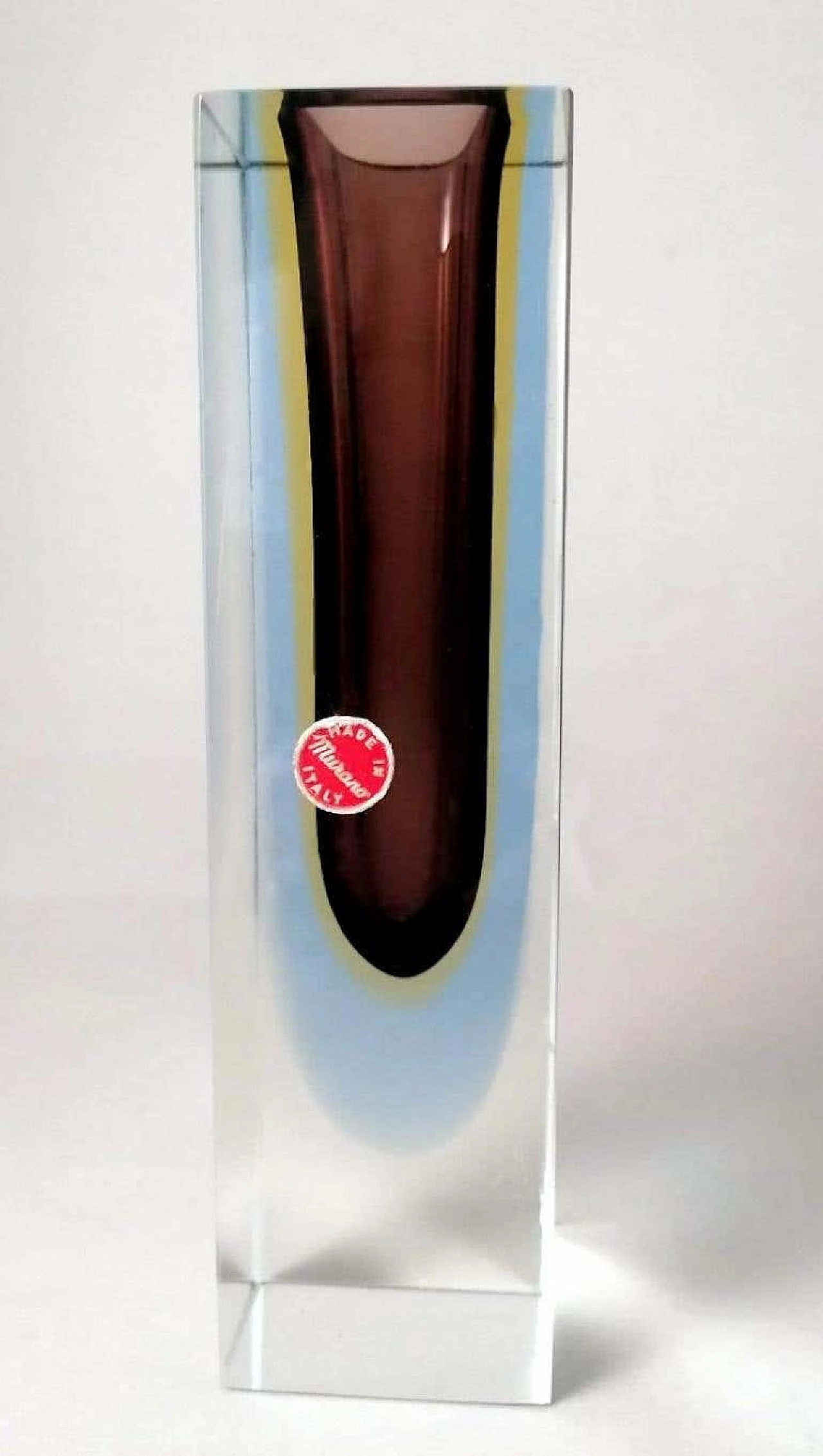 Pair of coloured submerged Murano glass vases, 1960s 5