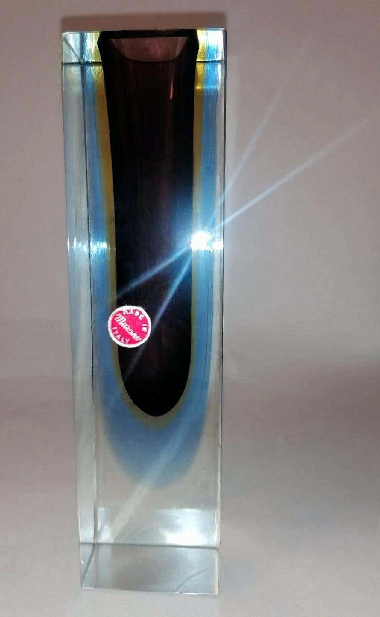 Pair of coloured submerged Murano glass vases, 1960s 6