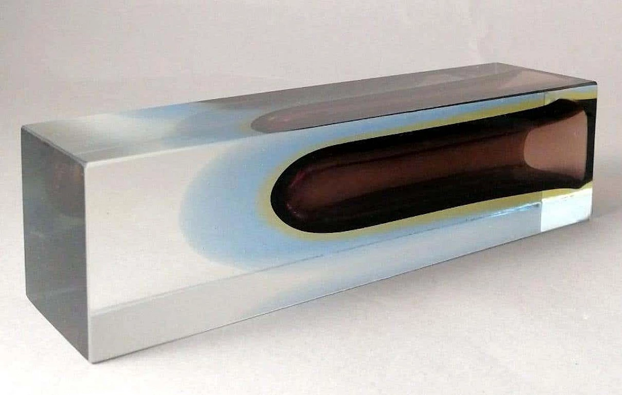 Pair of coloured submerged Murano glass vases, 1960s 7