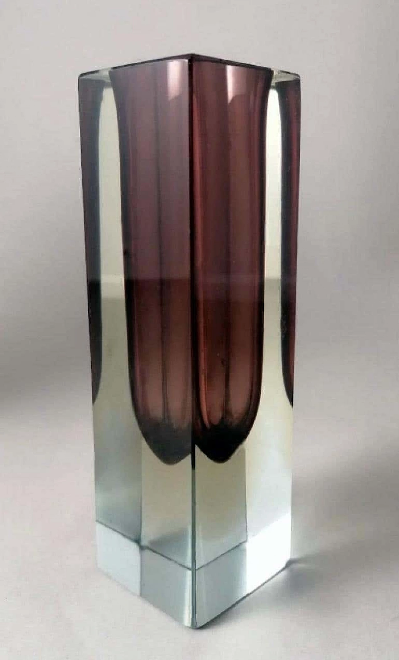 Pair of coloured submerged Murano glass vases, 1960s 9