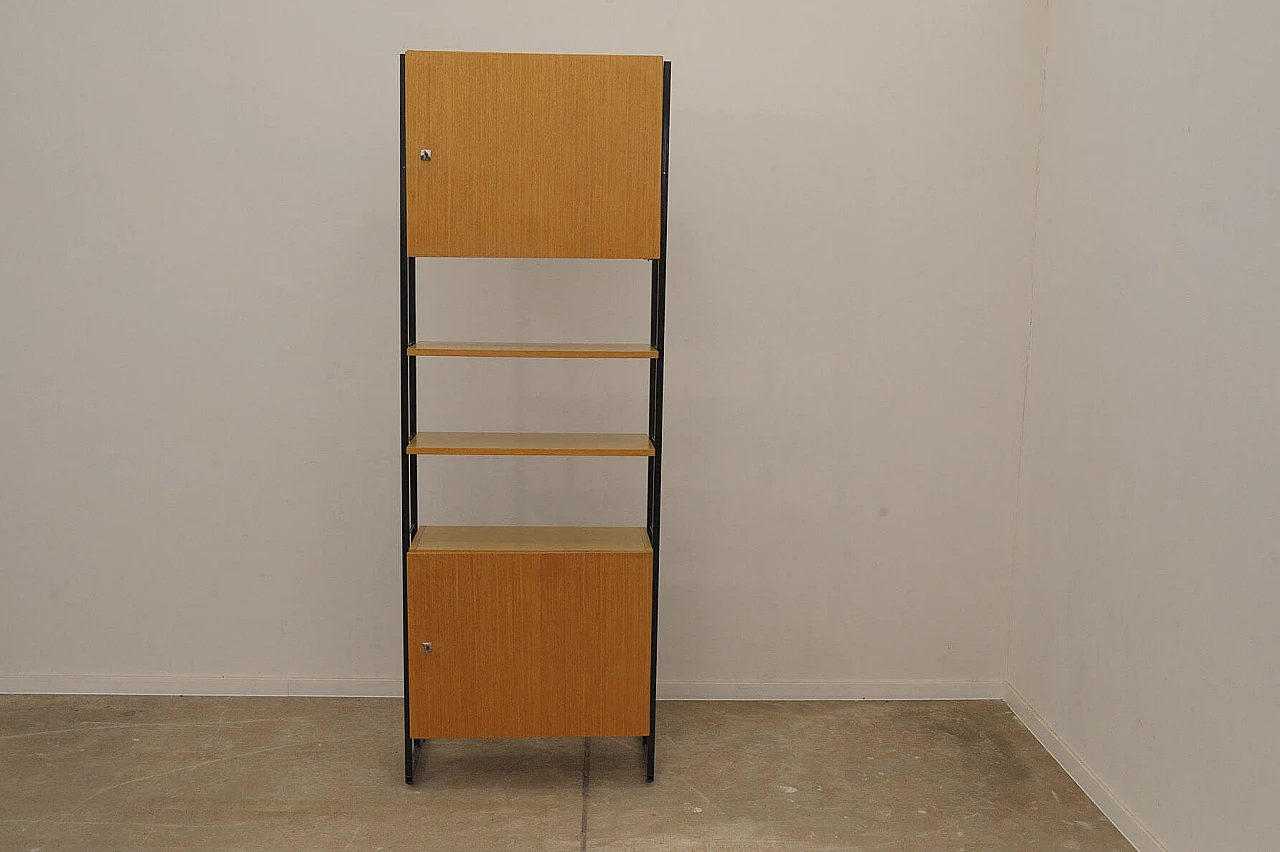 Czechoslovakian wood, plywood and iron bookcase, 1980s 2
