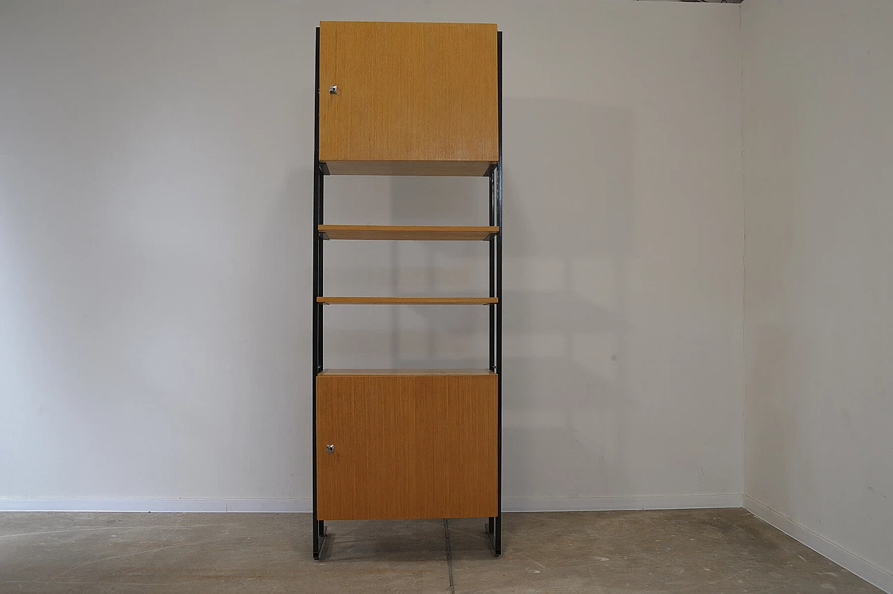 Czechoslovakian wood, plywood and iron bookcase, 1980s 3