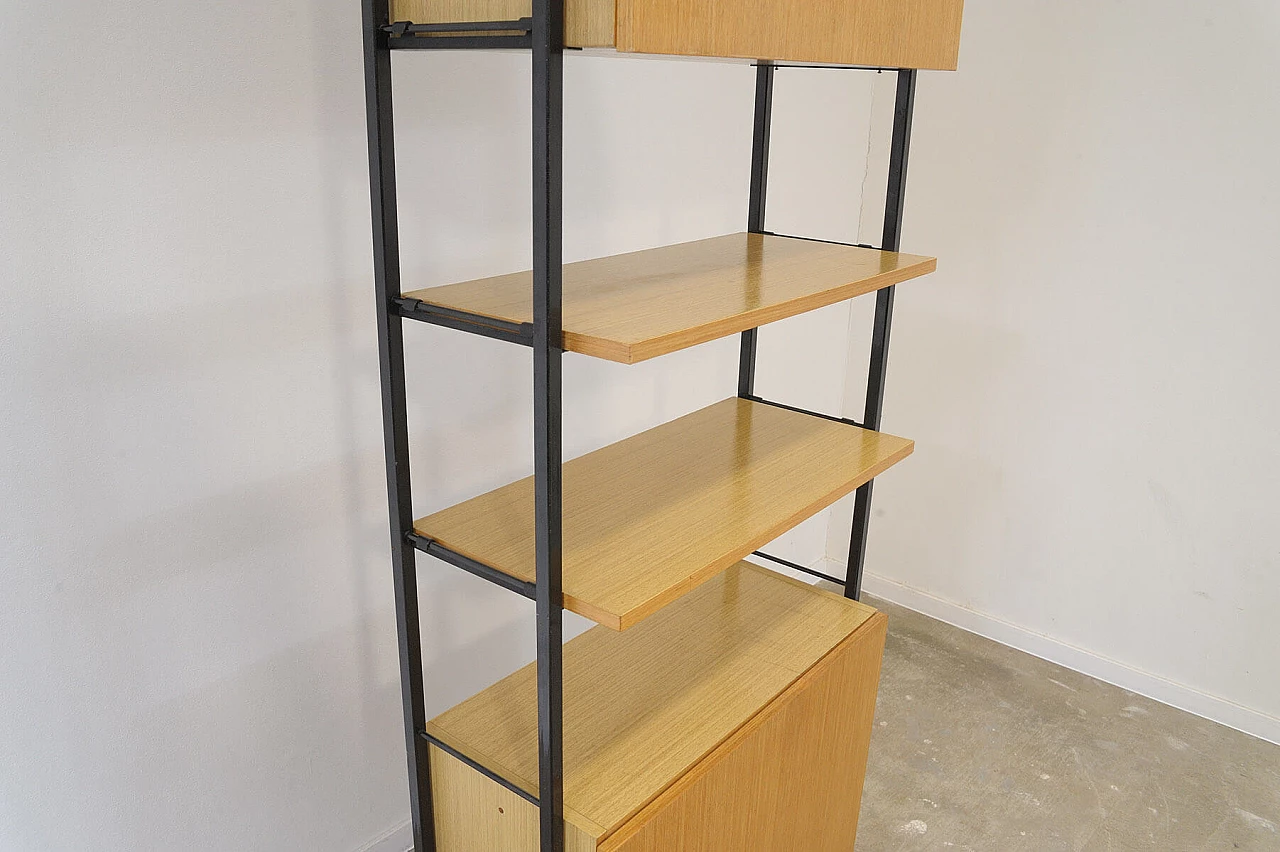 Czechoslovakian wood, plywood and iron bookcase, 1980s 5