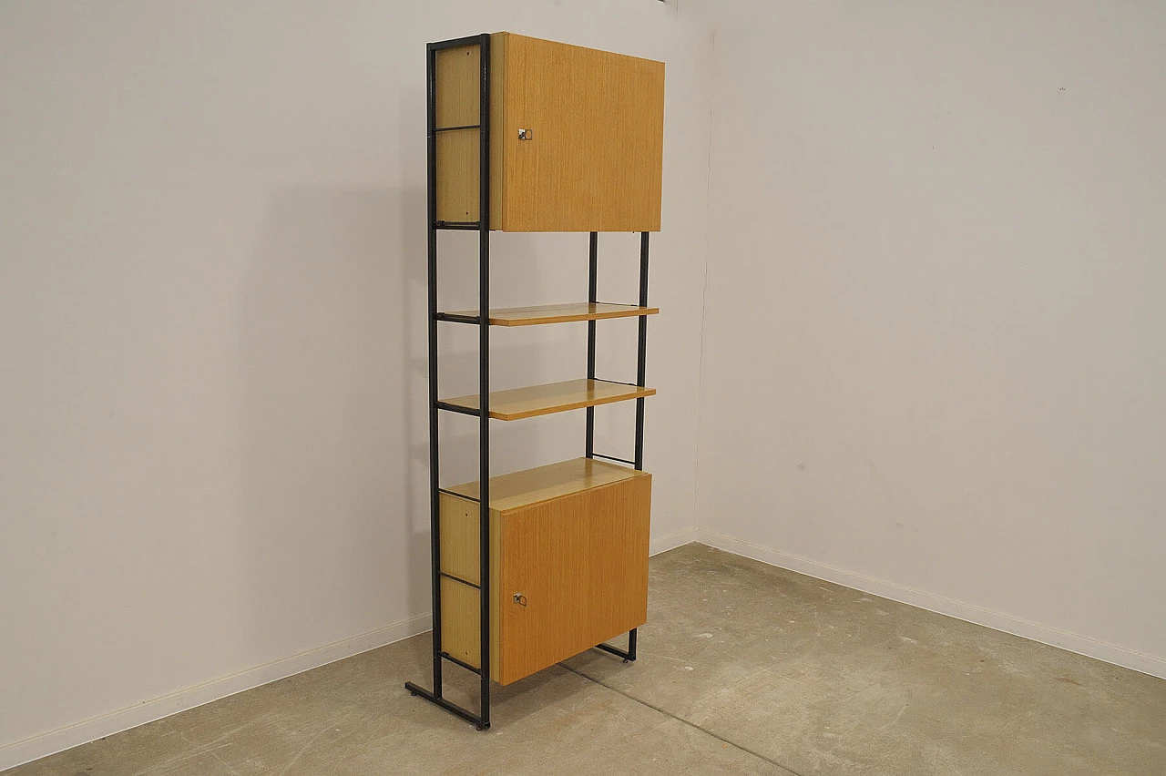 Czechoslovakian wood, plywood and iron bookcase, 1980s 7