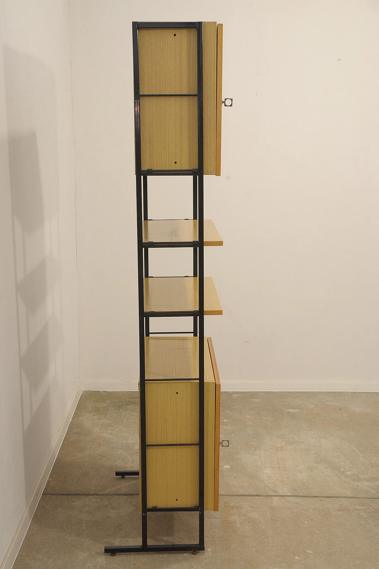 Czechoslovakian wood, plywood and iron bookcase, 1980s 8