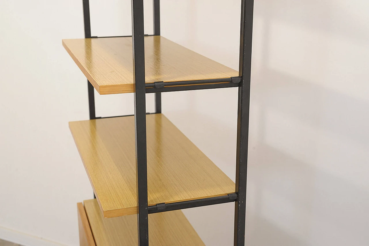 Czechoslovakian wood, plywood and iron bookcase, 1980s 14