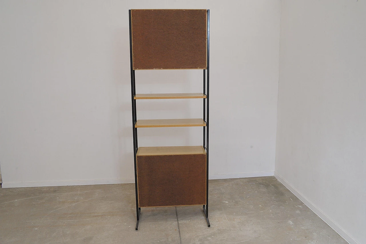 Czechoslovakian wood, plywood and iron bookcase, 1980s 17