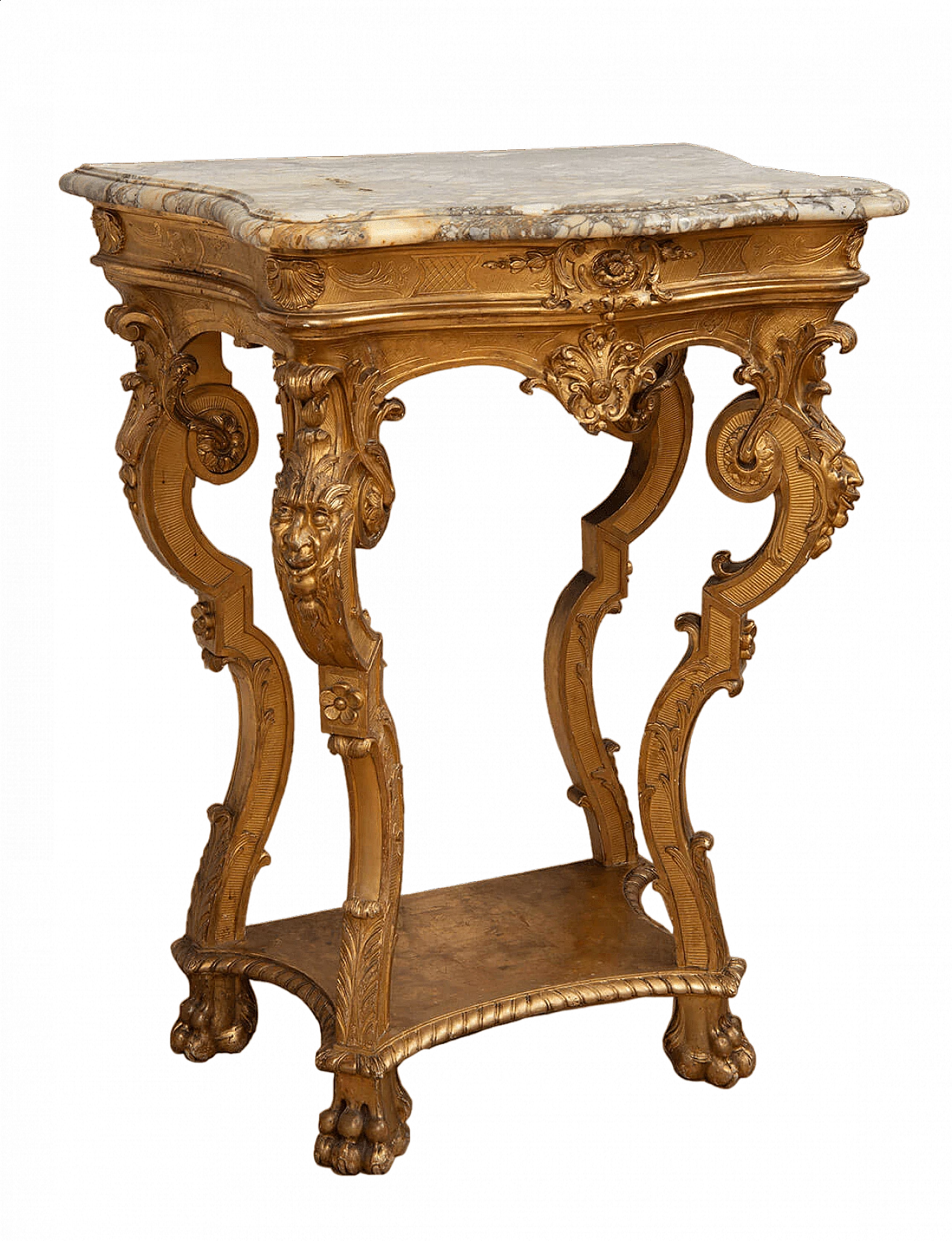 Louis XV console table in gilded and carved wood, late 18th century 7