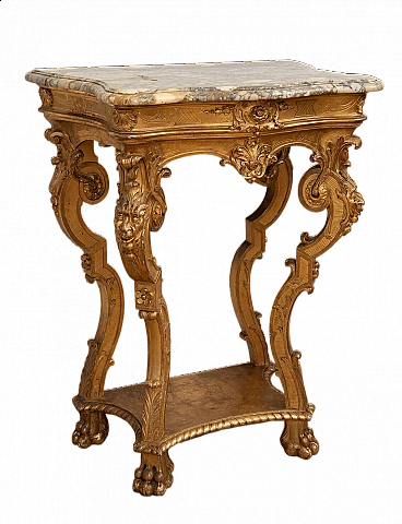 Louis XV console table in gilded and carved wood, late 18th century