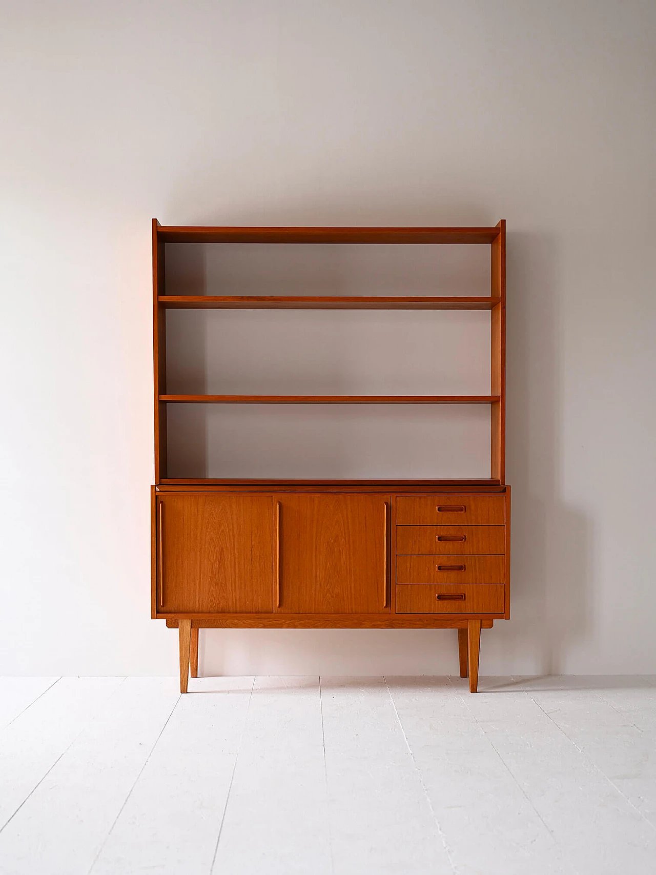 Libreria svedese in legno con scrittoio estraibile, anni '60 3