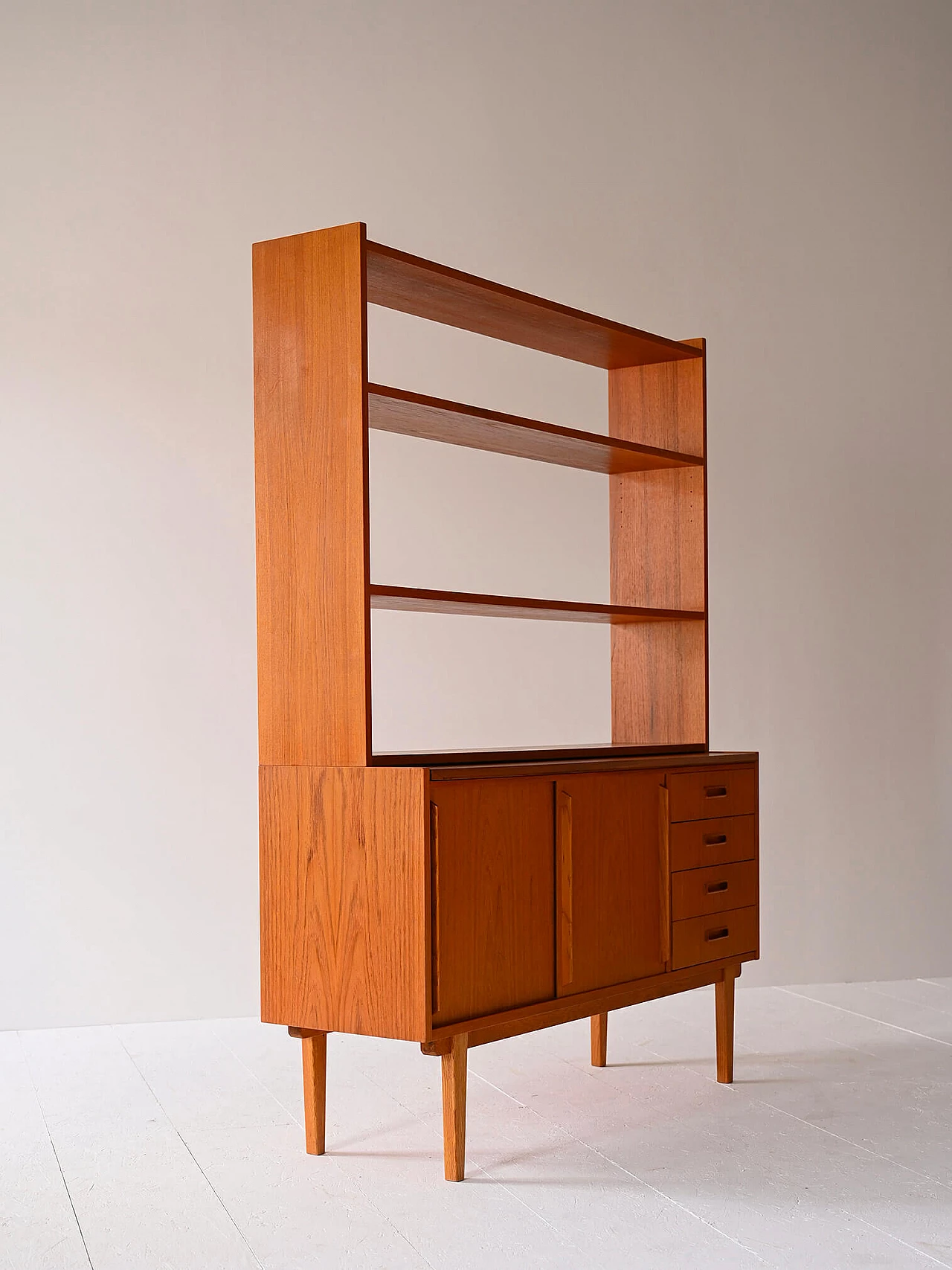 Libreria svedese in legno con scrittoio estraibile, anni '60 5