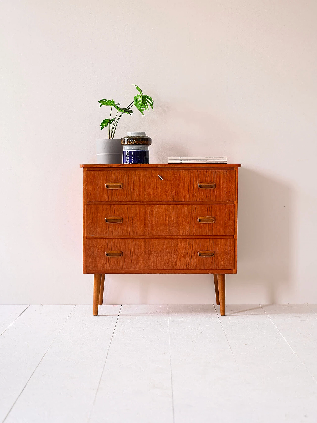 Scandinavian teak chest of drawers with three drawers, 1960s 1