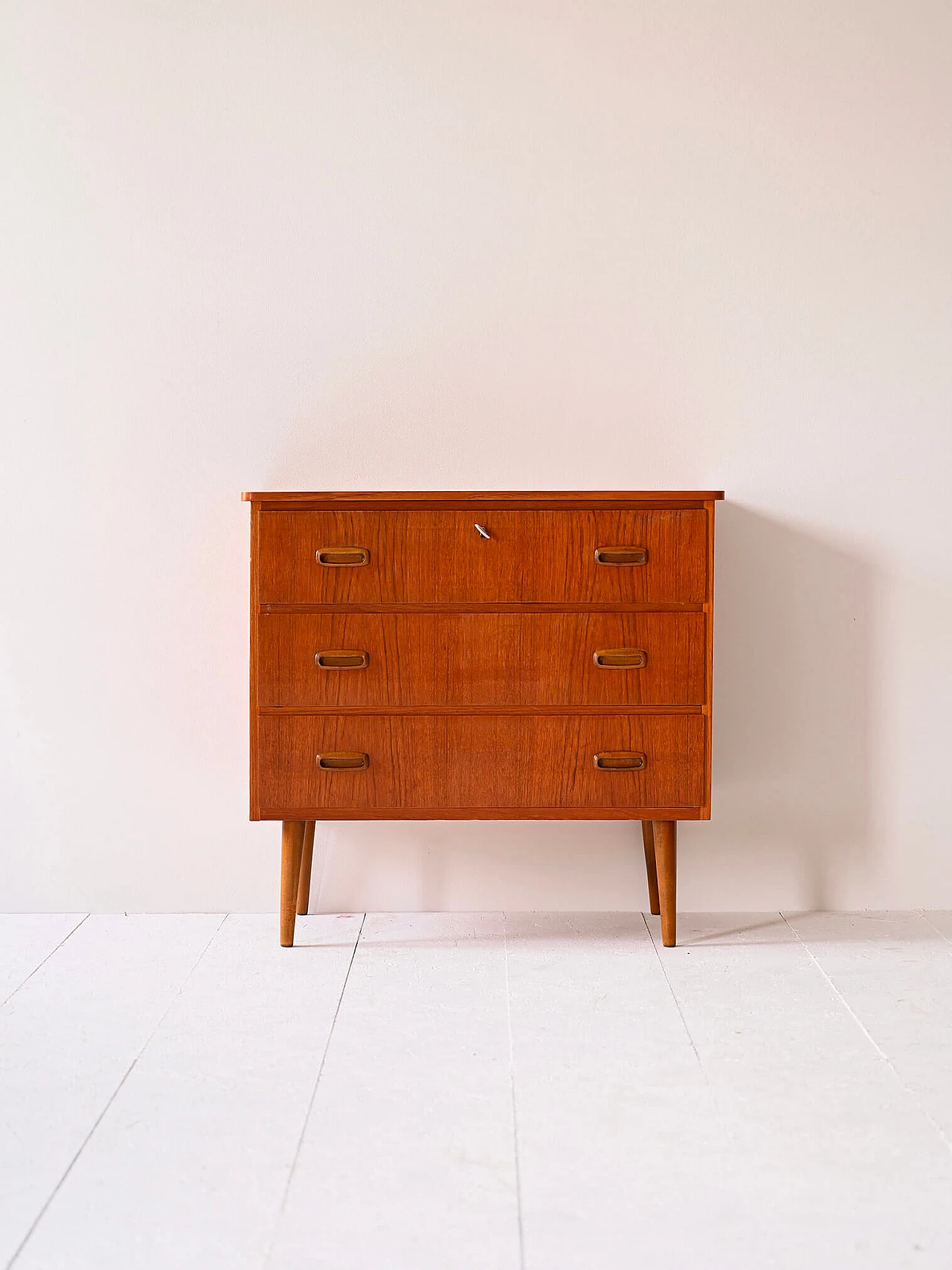 Scandinavian teak chest of drawers with three drawers, 1960s 2