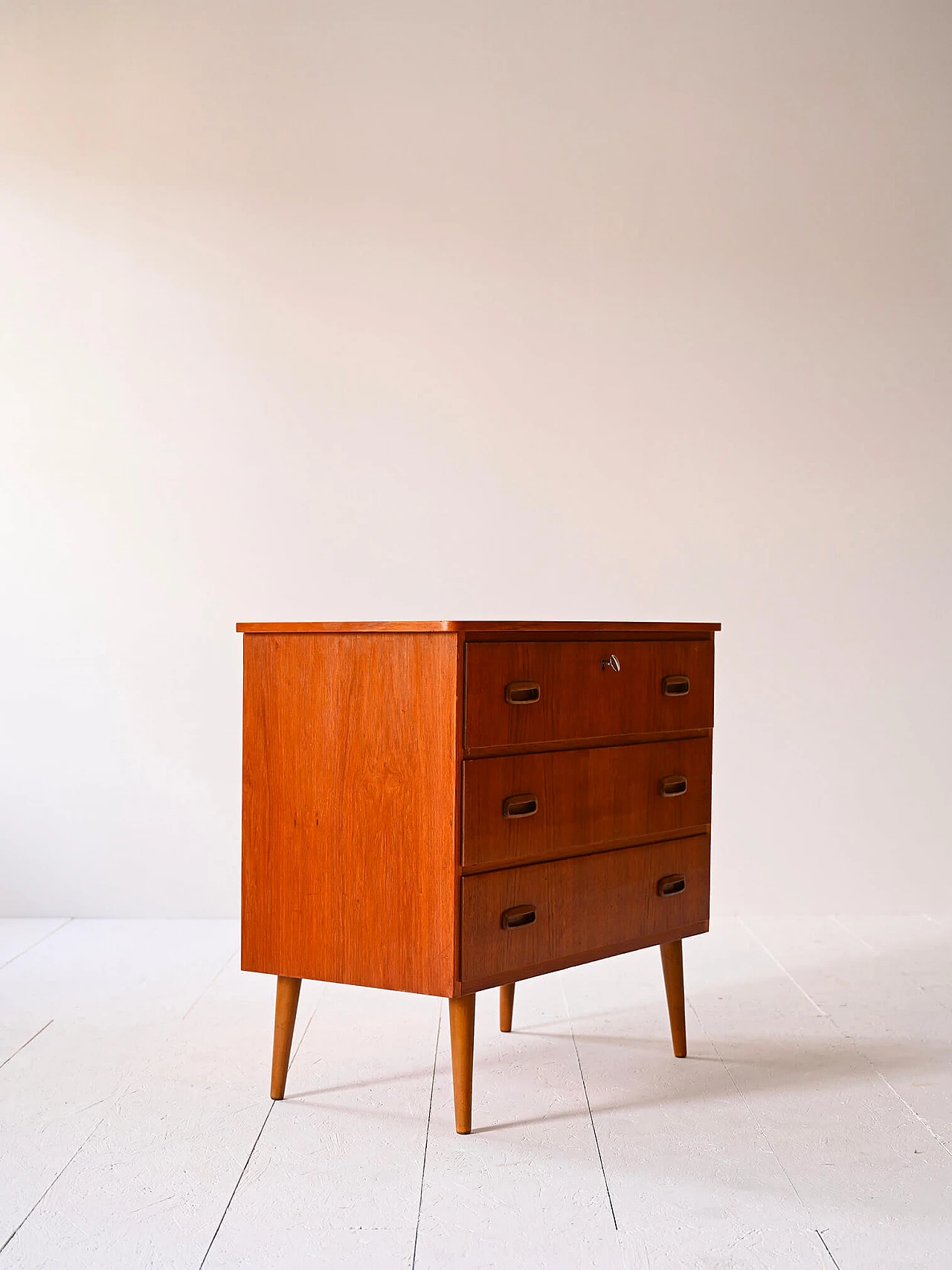 Scandinavian teak chest of drawers with three drawers, 1960s 3