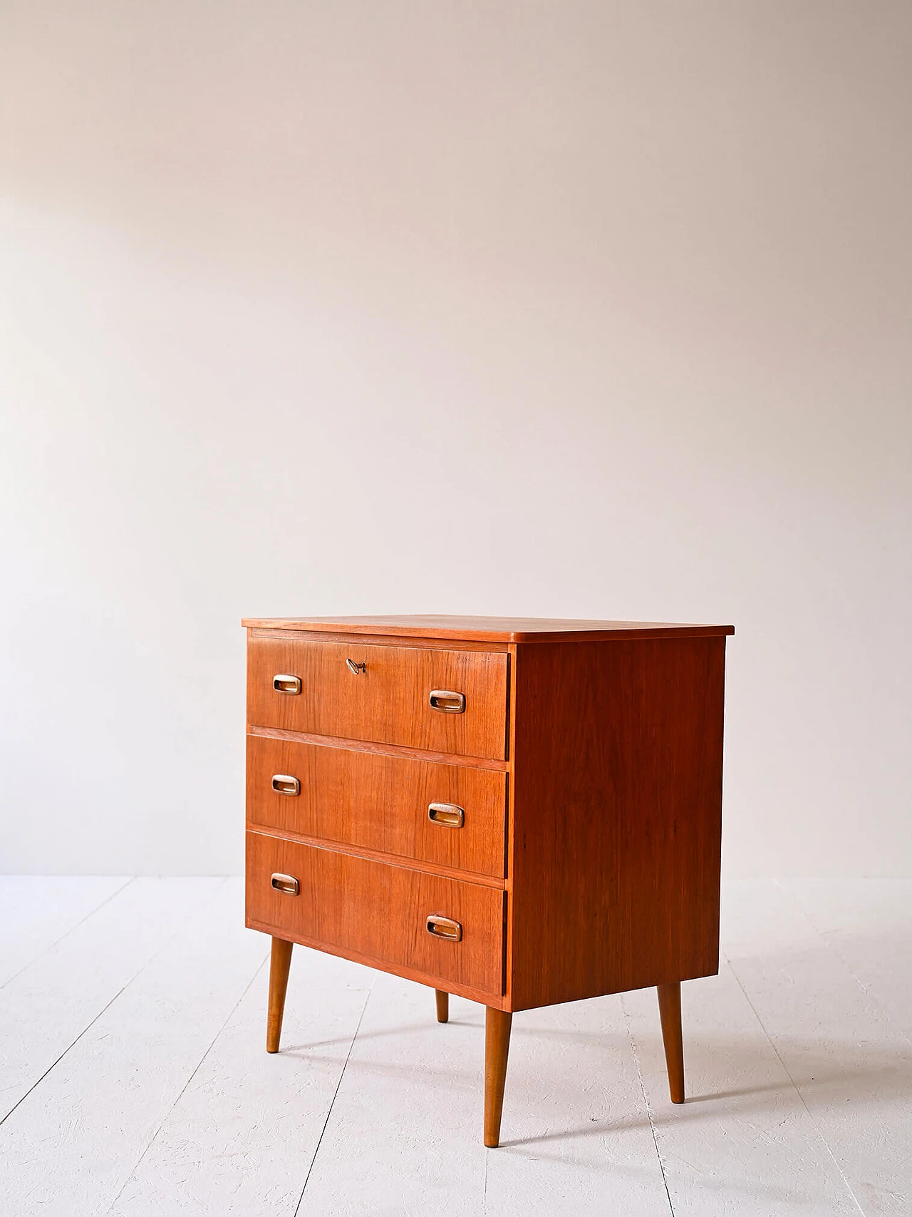 Scandinavian teak chest of drawers with three drawers, 1960s 4