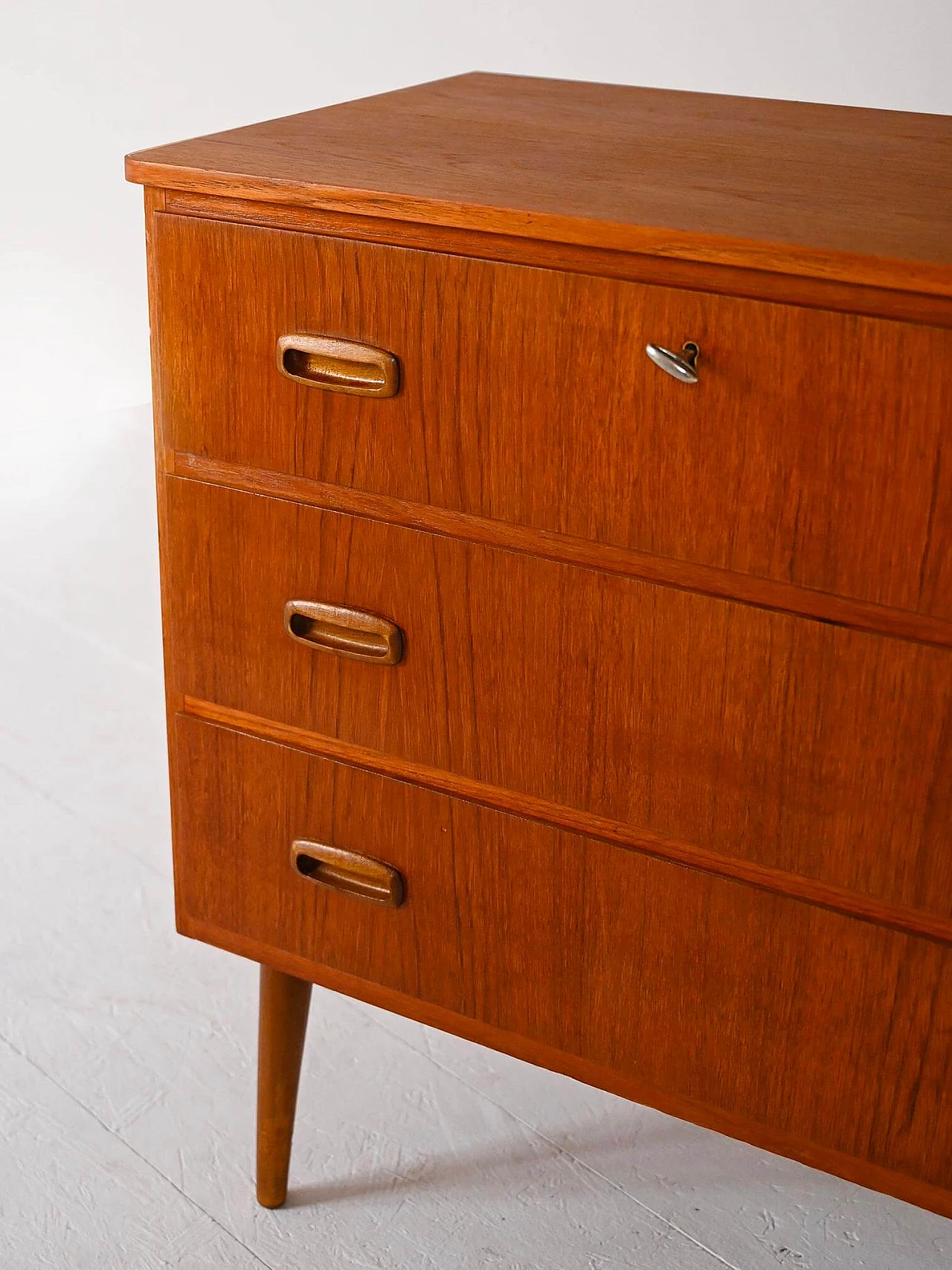 Scandinavian teak chest of drawers with three drawers, 1960s 8