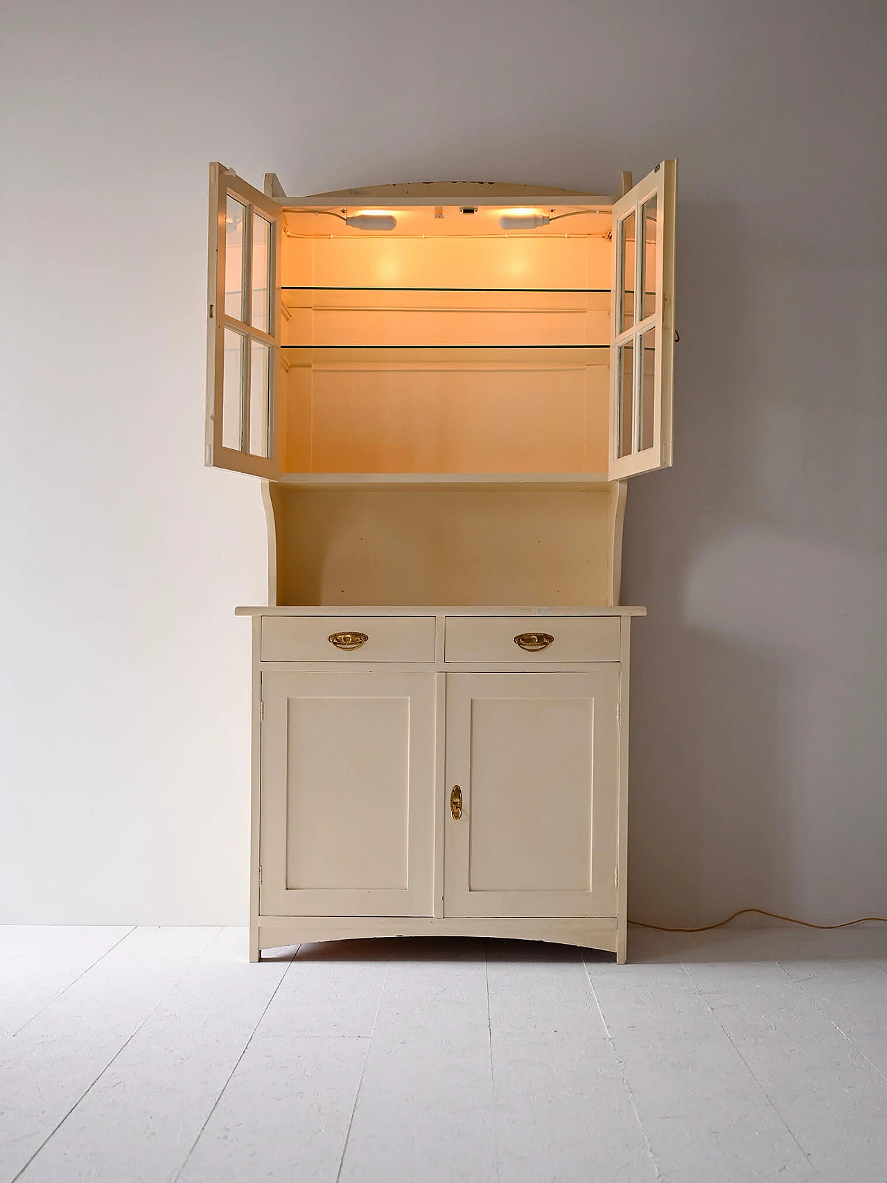 Scandinavian lacquered wooden sideboard with glass doors, 1960s 2