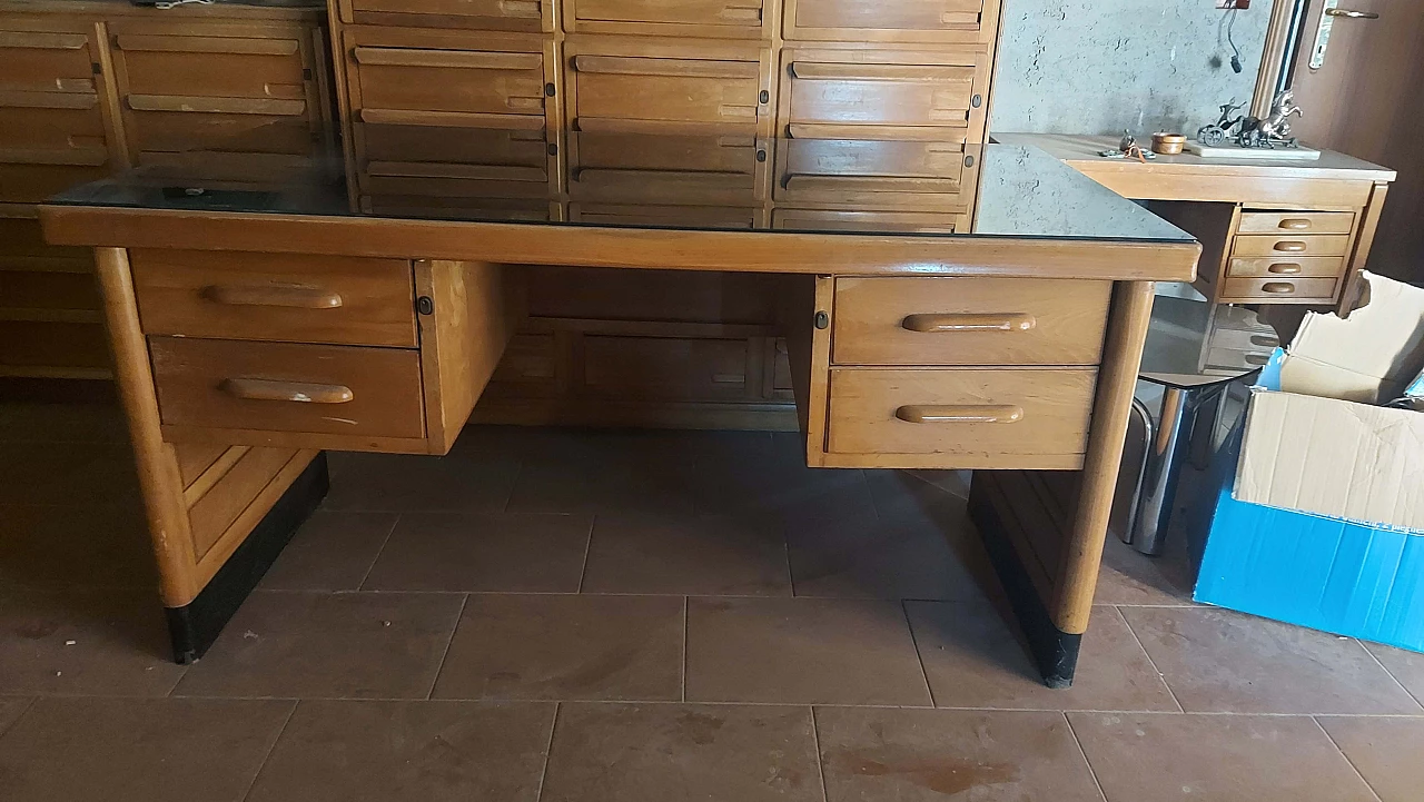 Scrivania in palissandro e vetro verde di Anonima Castelli, anni '60 3