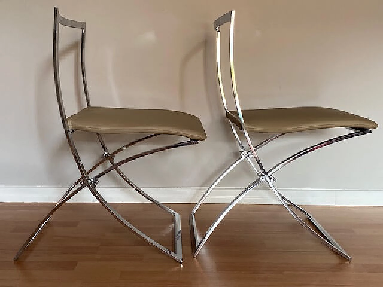 Pair of Luisa folding chairs by Marcello Cuneo for Mobel, 1970s 1