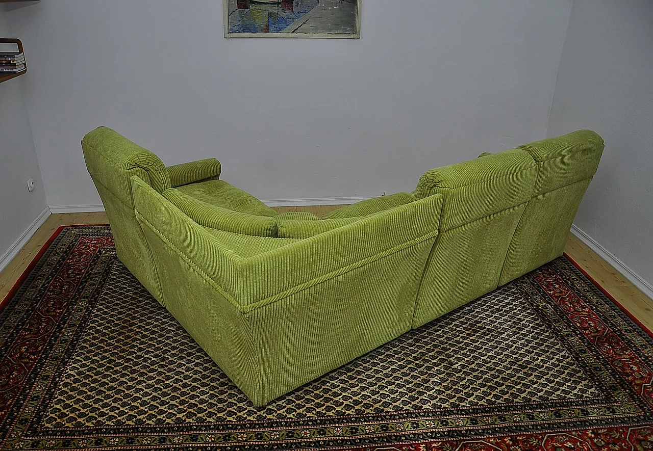 Modular green corduroy corner sofa, 1970s 5