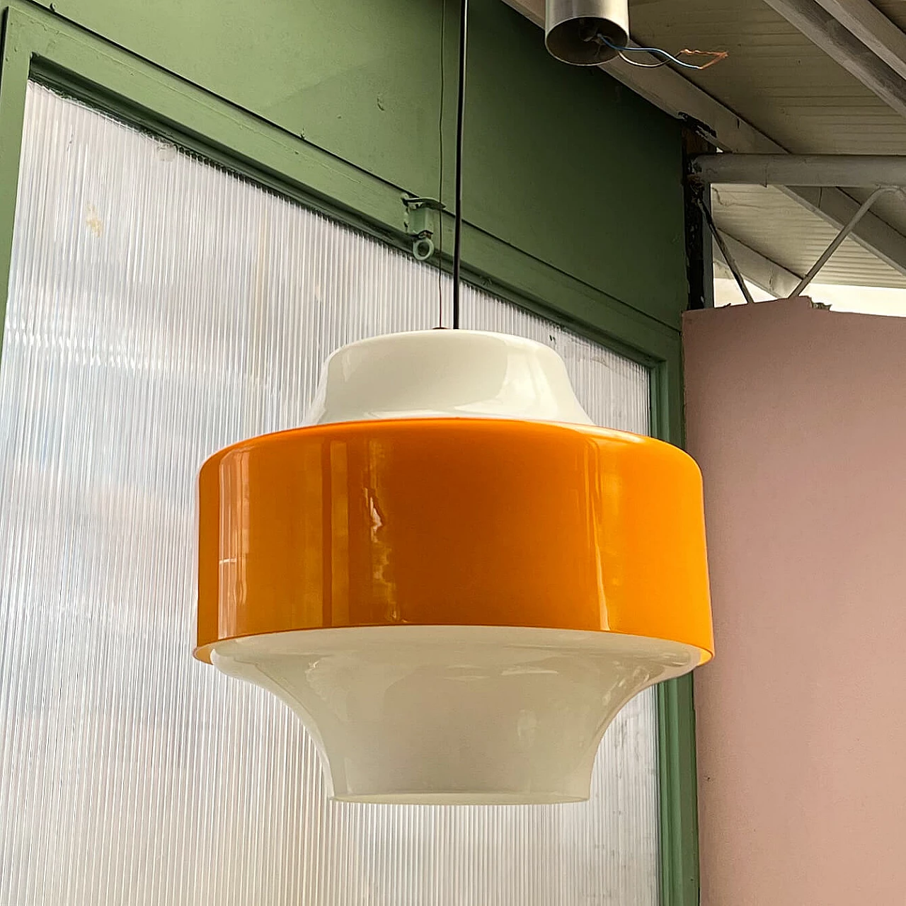 Lampada a sospensione in vetro di Alessandro Pianon per Vistosi, anni '70 4