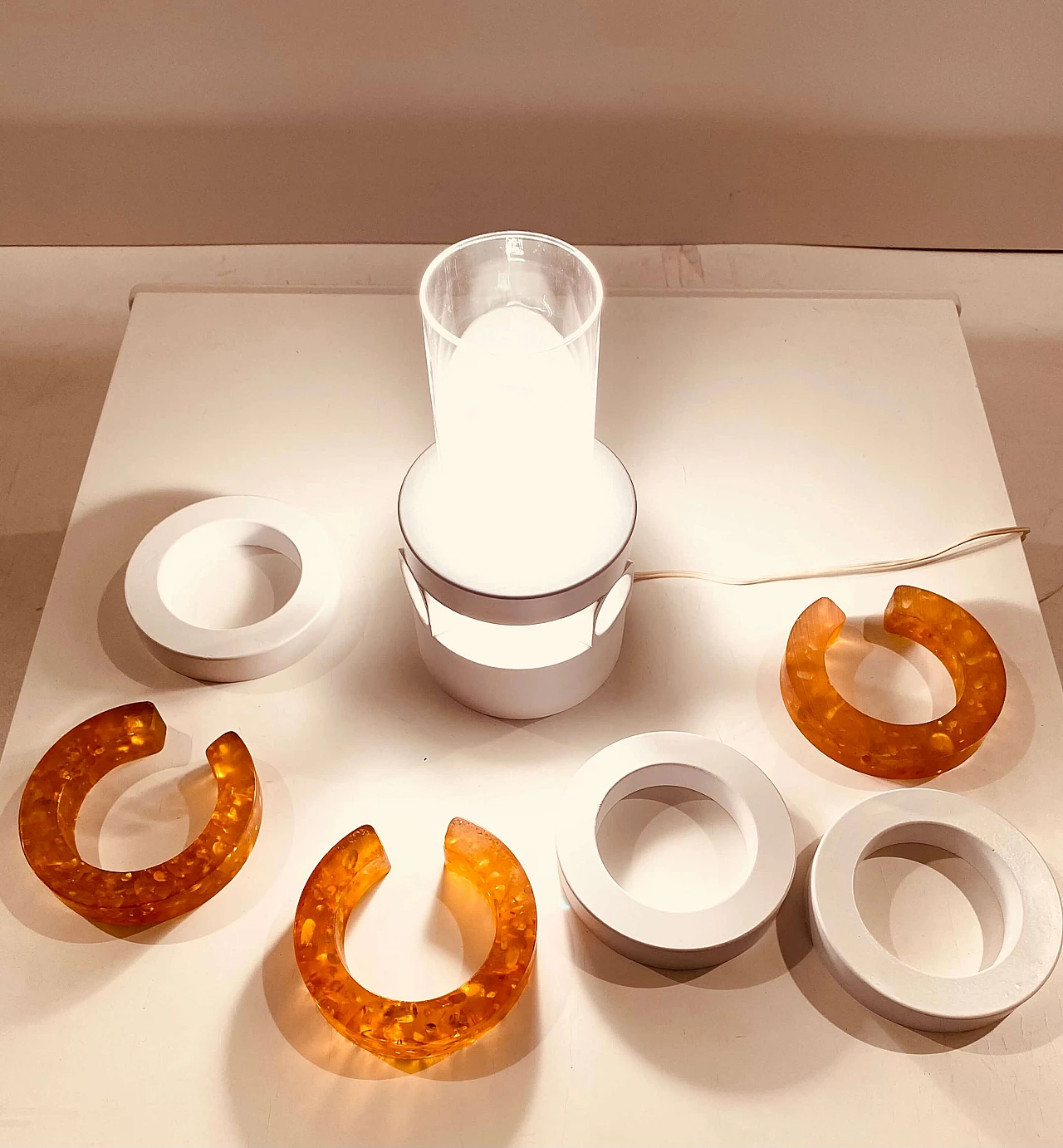 Space Age table lamp with tubular glass shade, 1970s 5