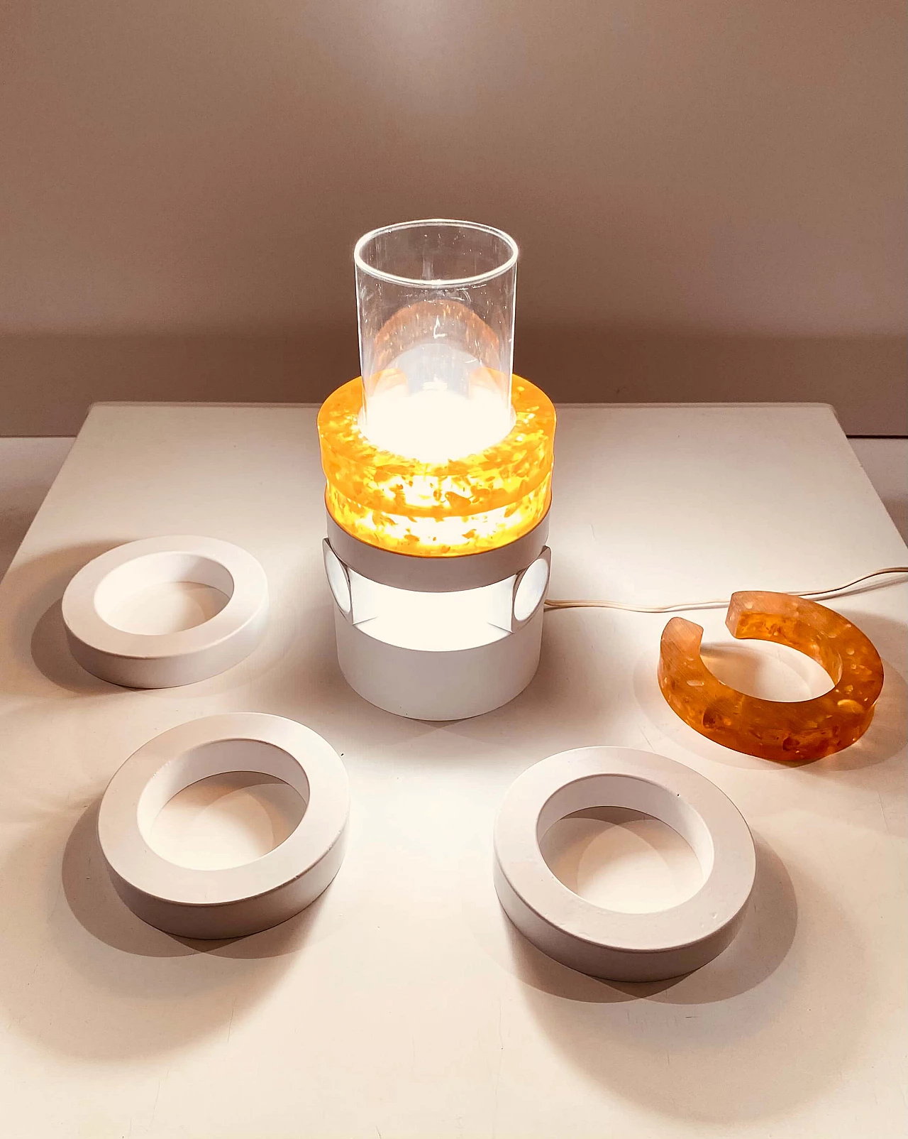 Space Age table lamp with tubular glass shade, 1970s 6