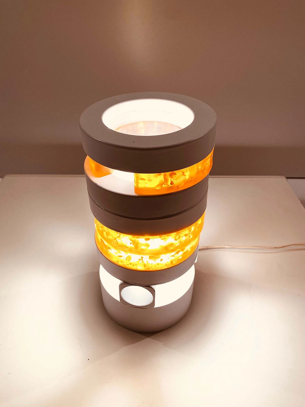 Space Age table lamp with tubular glass shade, 1970s 10