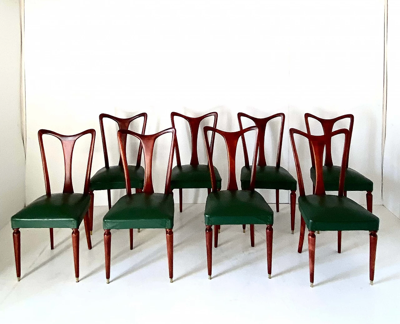 8 Bent walnut dining chairs by Gugliemo Ulrich, 1940s 2