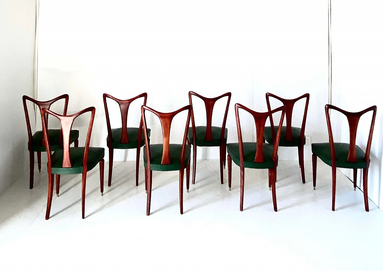 8 Bent walnut dining chairs by Gugliemo Ulrich, 1940s 4