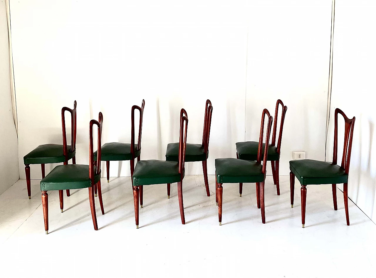 8 Bent walnut dining chairs by Gugliemo Ulrich, 1940s 5