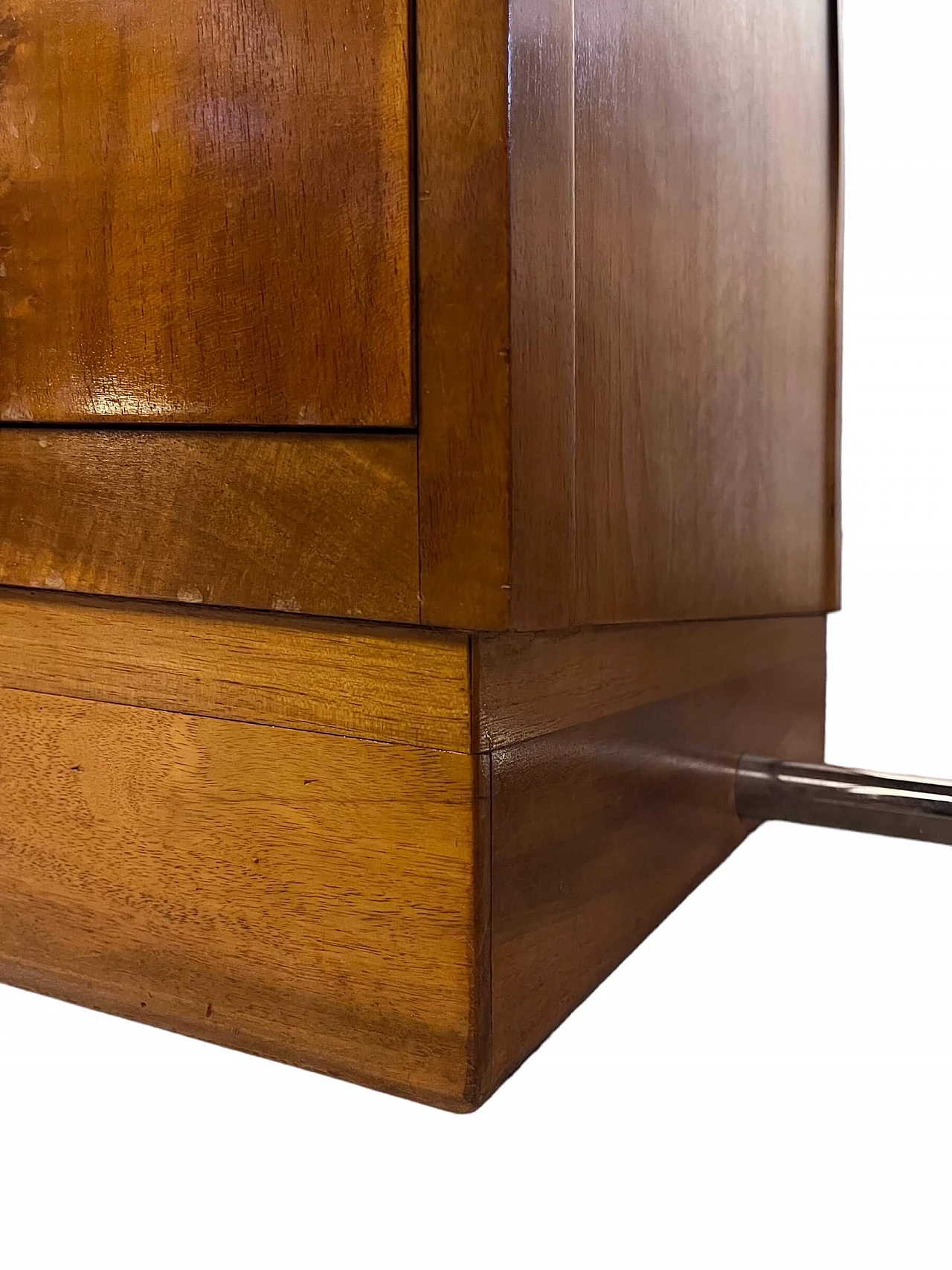 Art Deco walnut centre desk with nickel-plated knobs, 1930s 5