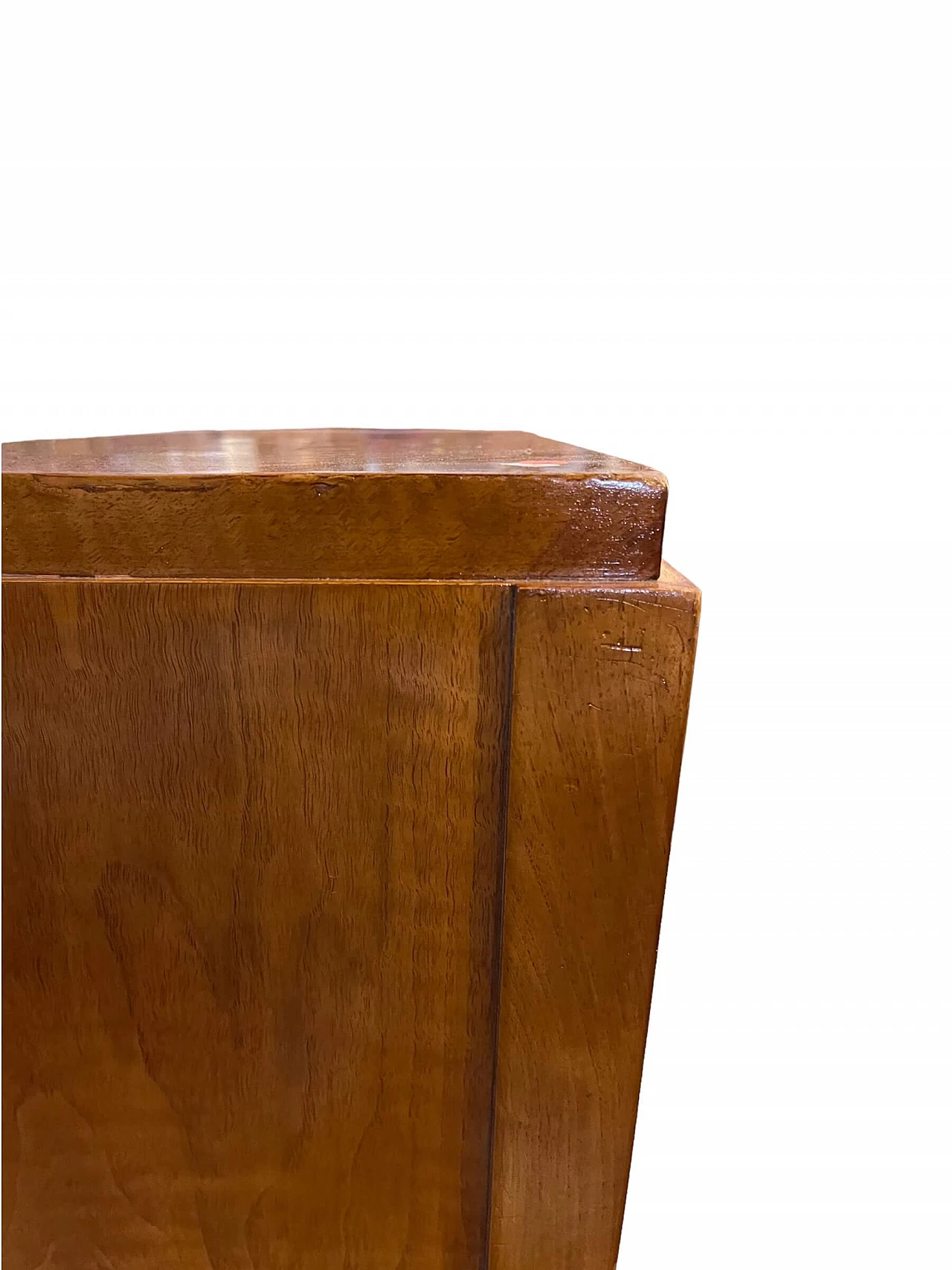 Scrittoio da centro Art Déco in noce con pomelli nichelati, anni '40 10