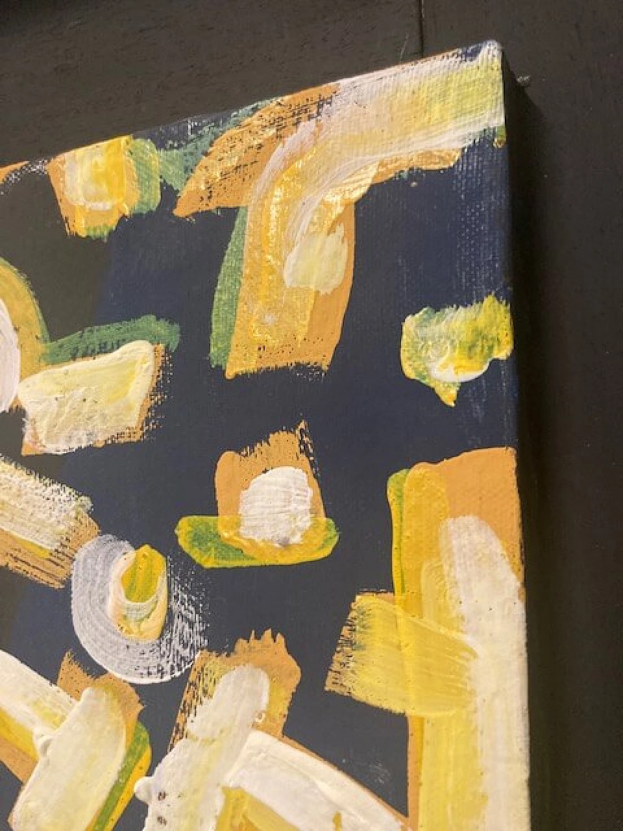 Acrylic enamel painting on canvas with black frame, early 20th century 6